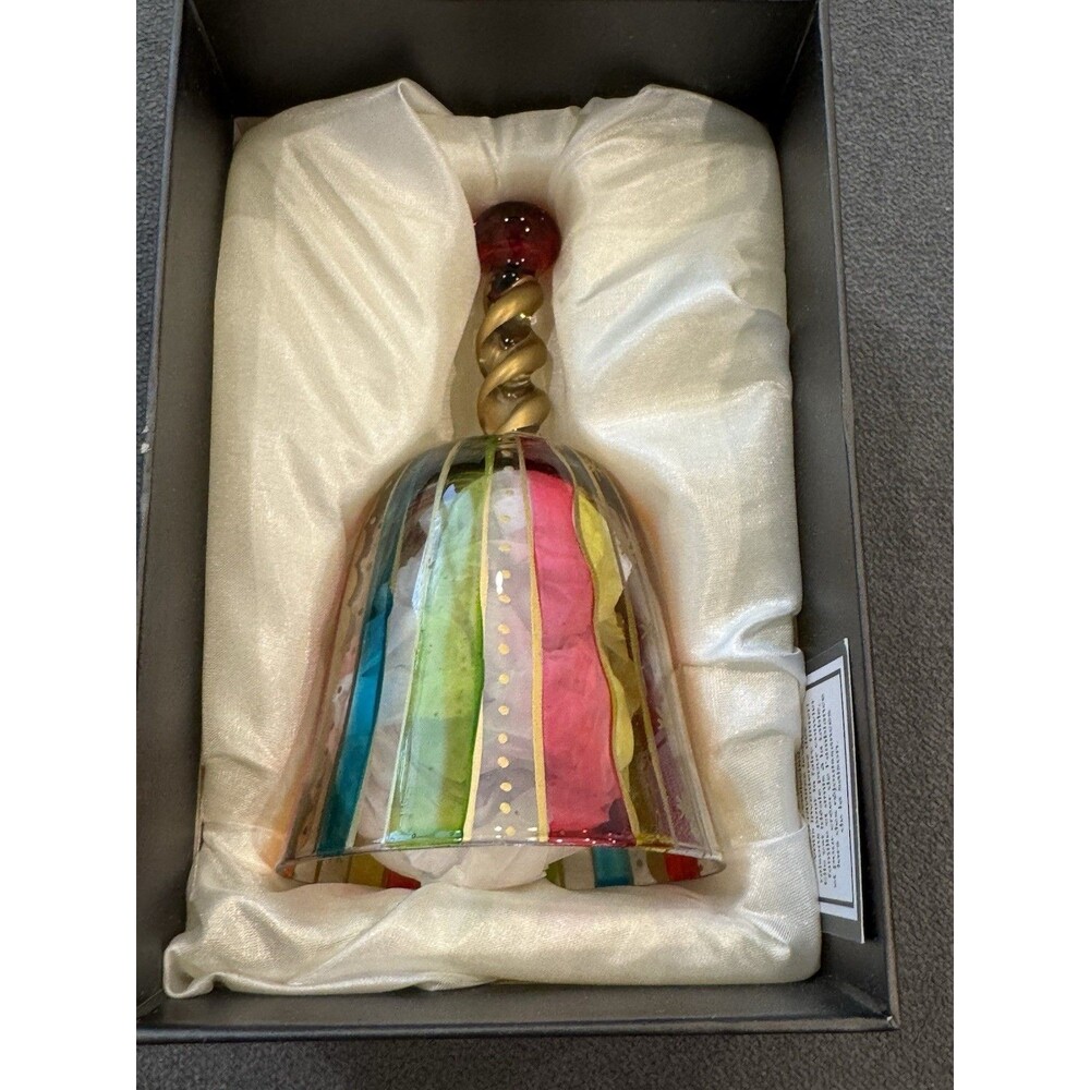Festive Stripes Glass Bell - Pier 1 Imports - Picture 6 of 7